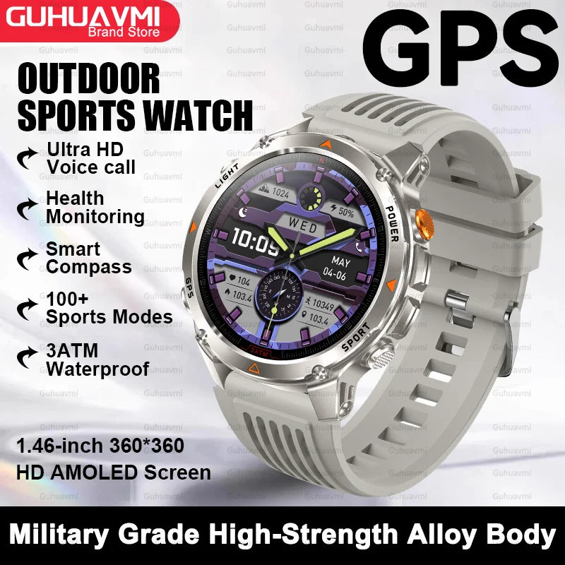 For HUAWEI Built-in GPS&Compass Military smart watches for men 1.46" HD AMOLED Swim Sport Fitness Waterproof BT Call Smartwatch