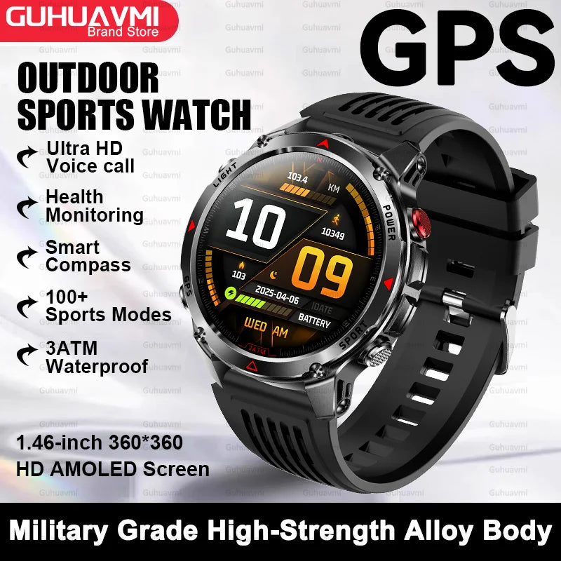 For HUAWEI Built-in GPS&Compass Military smart watches for men 1.46" HD AMOLED Swim Sport Fitness Waterproof BT Call Smartwatch