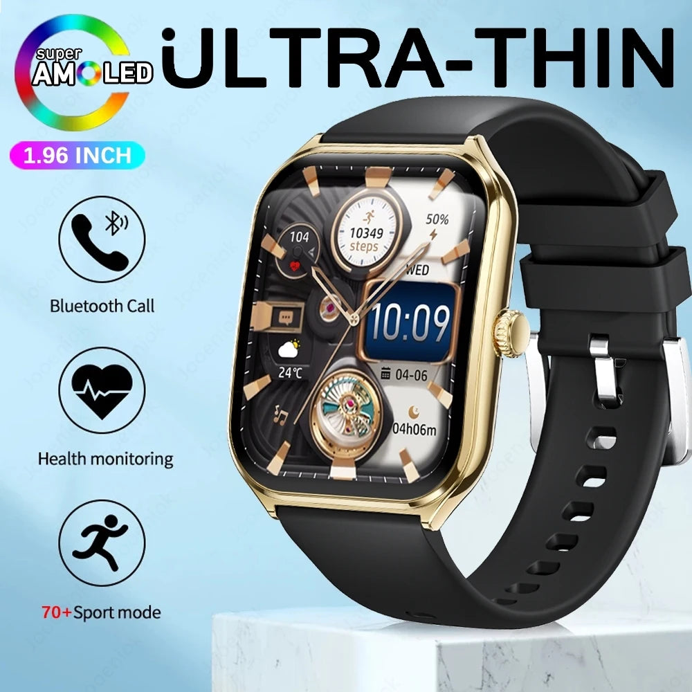 For Xiaomi New Ultra Thin Smart Watch Men AMOLED Ultra HD Heart Rate Sports Bracelet Always Display Time BT Calling Smartwatch