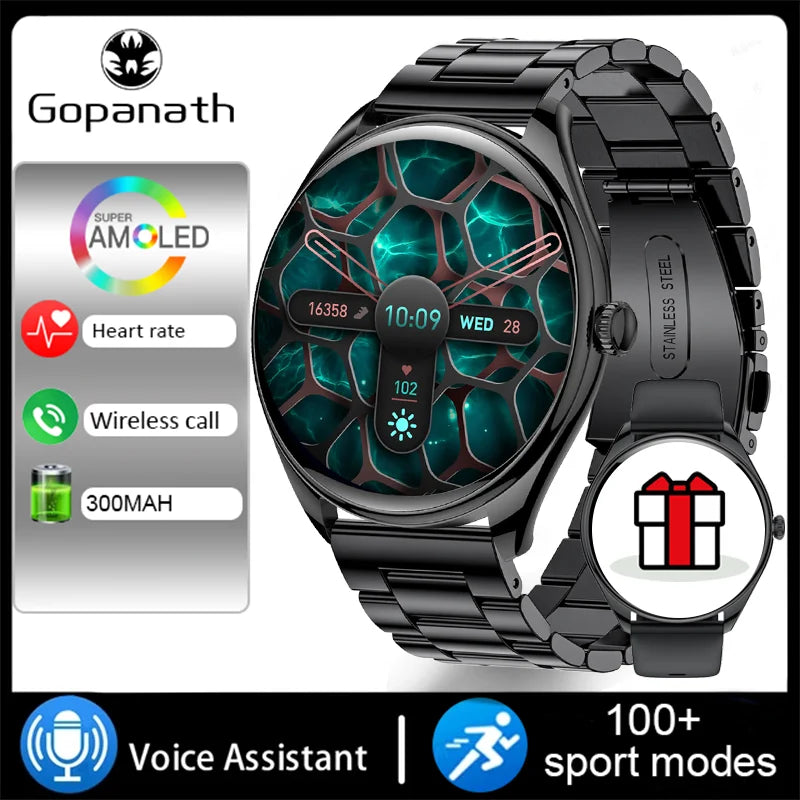 2024 Luxury Women's AMOLED HD Screen Smartwatch Bluetooth Call Connection Phone Men's Watch Health Monitor Sports SmartwatchNew