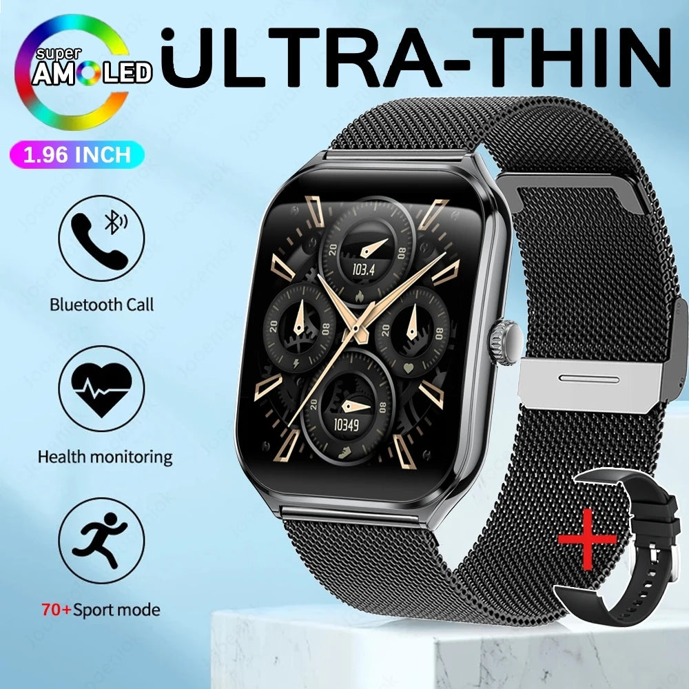 For Xiaomi New Ultra Thin Smart Watch Men AMOLED Ultra HD Heart Rate Sports Bracelet Always Display Time BT Calling Smartwatch