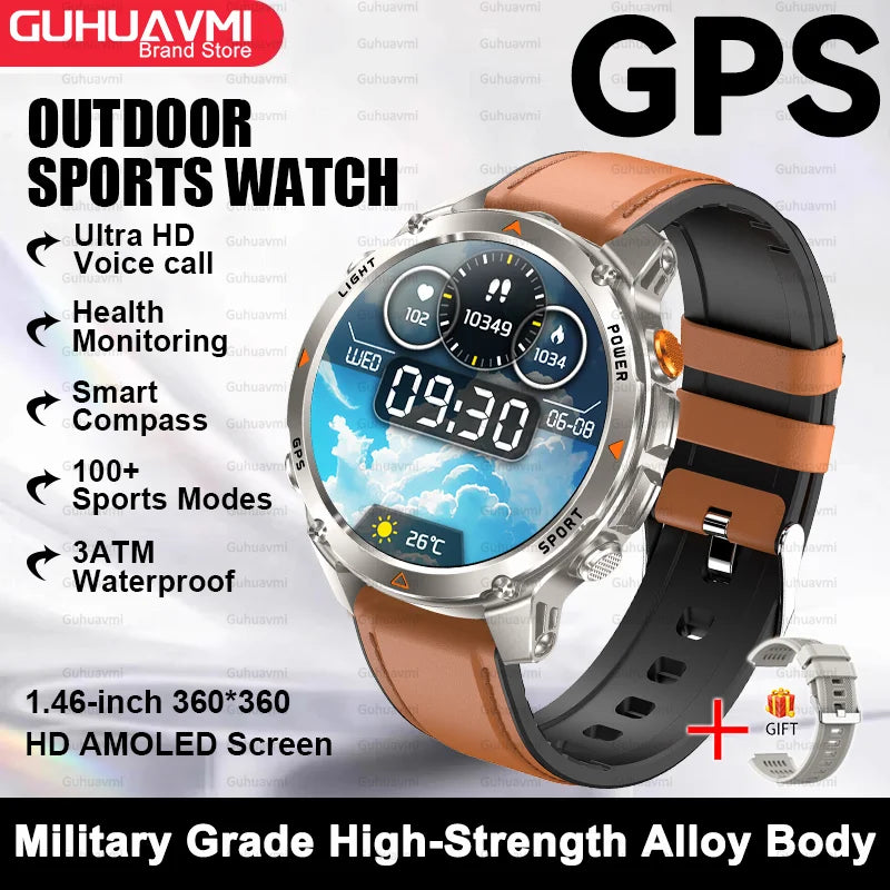For HUAWEI Built-in GPS&Compass Military smart watches for men 1.46" HD AMOLED Swim Sport Fitness Waterproof BT Call Smartwatch