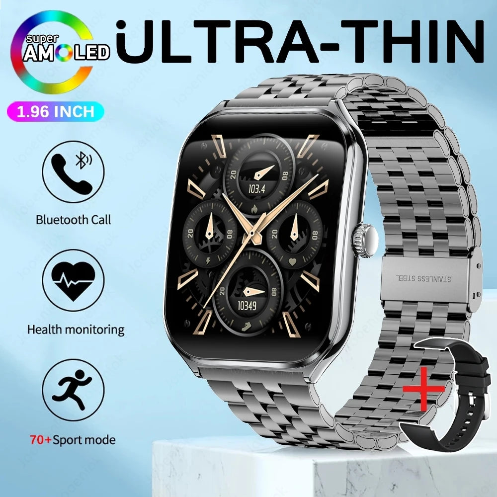 For Xiaomi New Ultra Thin Smart Watch Men AMOLED Ultra HD Heart Rate Sports Bracelet Always Display Time BT Calling Smartwatch