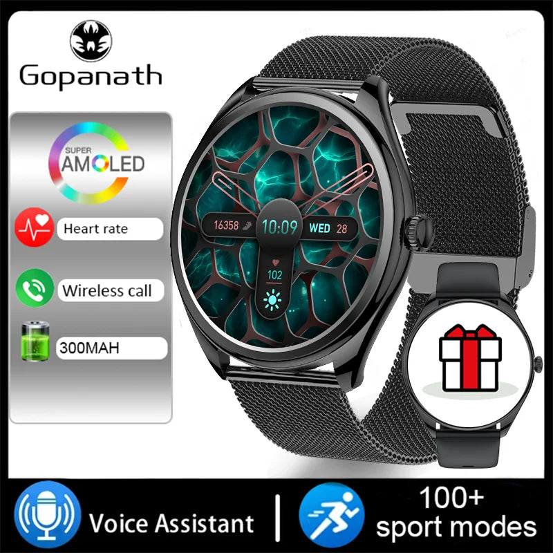 2024 Luxury Women's AMOLED HD Screen Smartwatch Bluetooth Call Connection Phone Men's Watch Health Monitor Sports SmartwatchNew