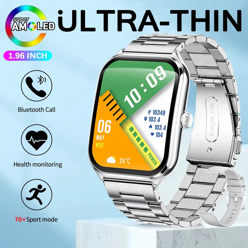 For Xiaomi New Ultra Thin Smart Watch Men AMOLED Ultra HD Heart Rate Sports Bracelet Always Display Time BT Calling Smartwatch