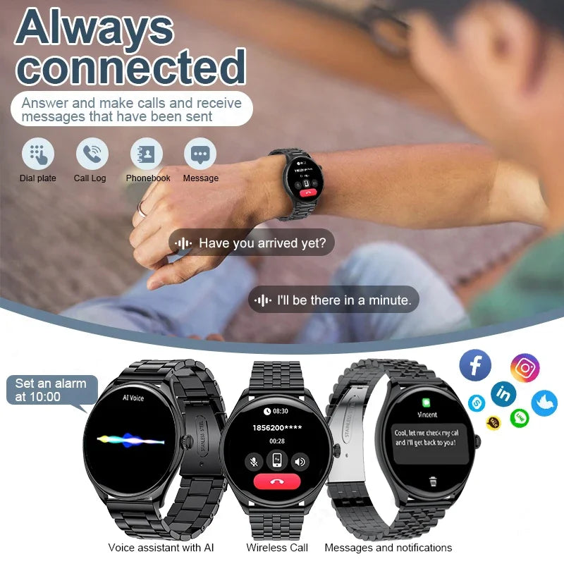 2024 Luxury Women's AMOLED HD Screen Smartwatch Bluetooth Call Connection Phone Men's Watch Health Monitor Sports SmartwatchNew