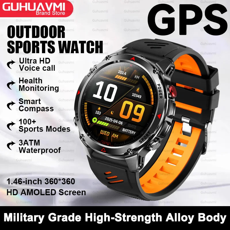For HUAWEI Built-in GPS&Compass Military smart watches for men 1.46" HD AMOLED Swim Sport Fitness Waterproof BT Call Smartwatch