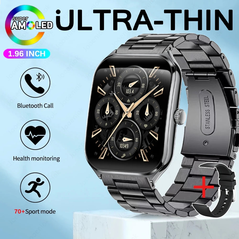 For Xiaomi New Ultra Thin Smart Watch Men AMOLED Ultra HD Heart Rate Sports Bracelet Always Display Time BT Calling Smartwatch