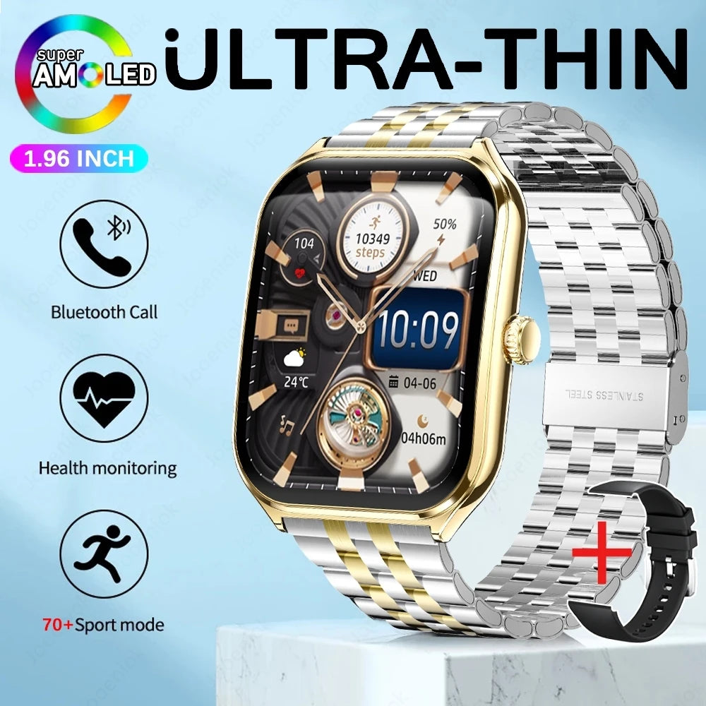 For Xiaomi New Ultra Thin Smart Watch Men AMOLED Ultra HD Heart Rate Sports Bracelet Always Display Time BT Calling Smartwatch