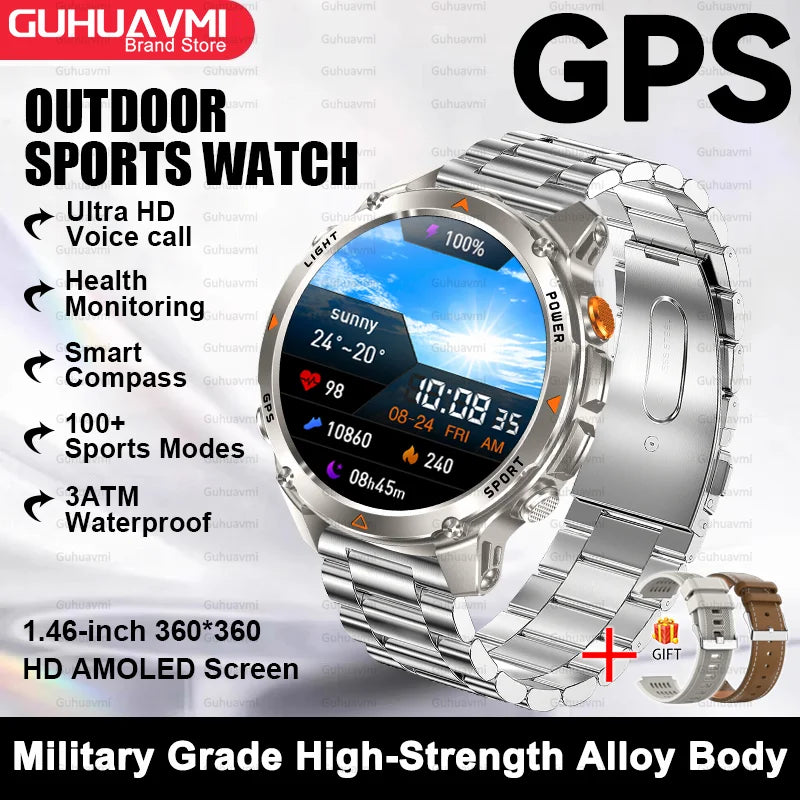 For HUAWEI Built-in GPS&Compass Military smart watches for men 1.46" HD AMOLED Swim Sport Fitness Waterproof BT Call Smartwatch