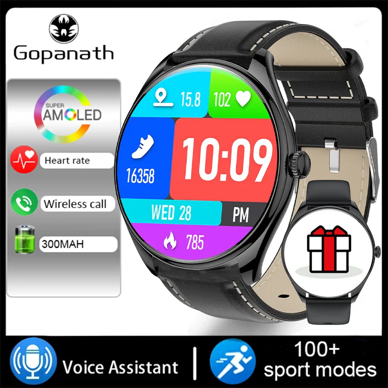 2024 Luxury Women's AMOLED HD Screen Smartwatch Bluetooth Call Connection Phone Men's Watch Health Monitor Sports SmartwatchNew