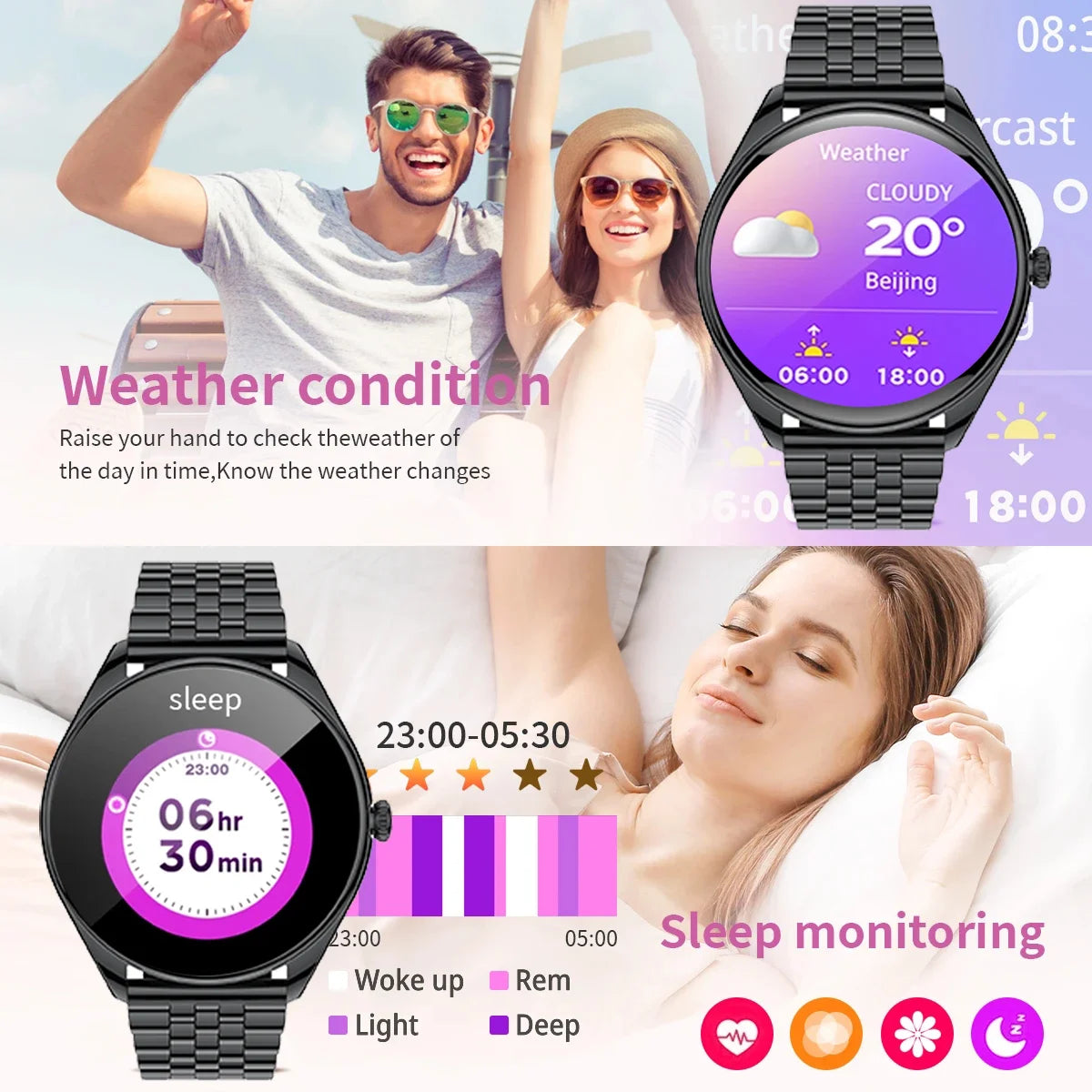 2024 Luxury Women's AMOLED HD Screen Smartwatch Bluetooth Call Connection Phone Men's Watch Health Monitor Sports SmartwatchNew
