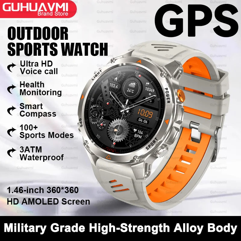 For HUAWEI Built-in GPS&Compass Military smart watches for men 1.46" HD AMOLED Swim Sport Fitness Waterproof BT Call Smartwatch
