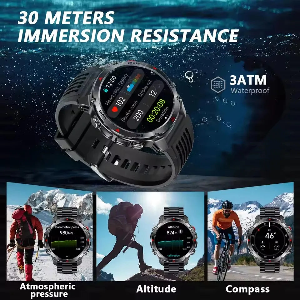 For HUAWEI Built-in GPS&Compass Military smart watches for men 1.46" HD AMOLED Swim Sport Fitness Waterproof BT Call Smartwatch