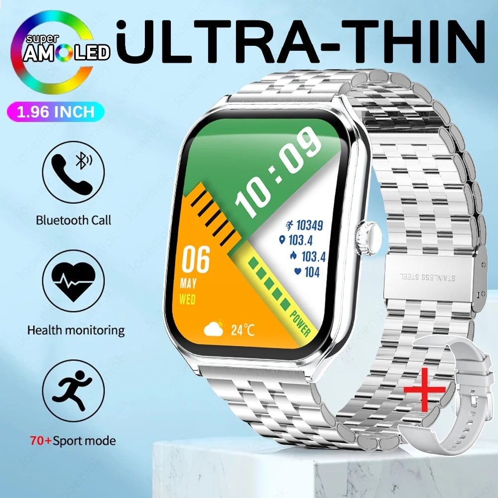 For Xiaomi New Ultra Thin Smart Watch Men AMOLED Ultra HD Heart Rate Sports Bracelet Always Display Time BT Calling Smartwatch