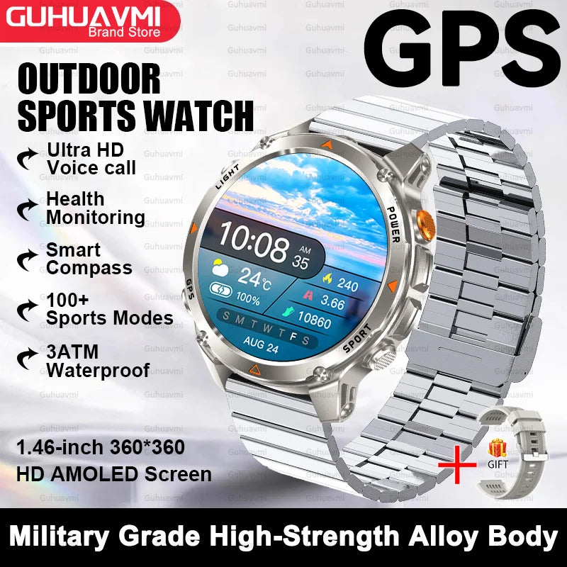 For HUAWEI Built-in GPS&Compass Military smart watches for men 1.46" HD AMOLED Swim Sport Fitness Waterproof BT Call Smartwatch