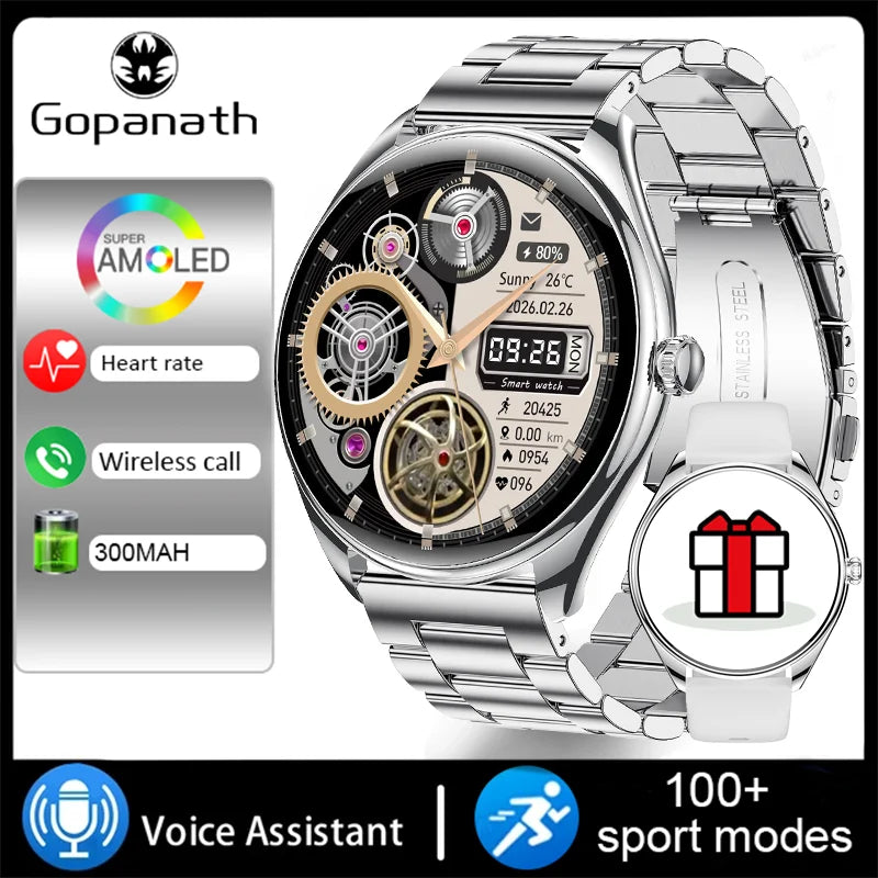 2024 Luxury Women's AMOLED HD Screen Smartwatch Bluetooth Call Connection Phone Men's Watch Health Monitor Sports SmartwatchNew