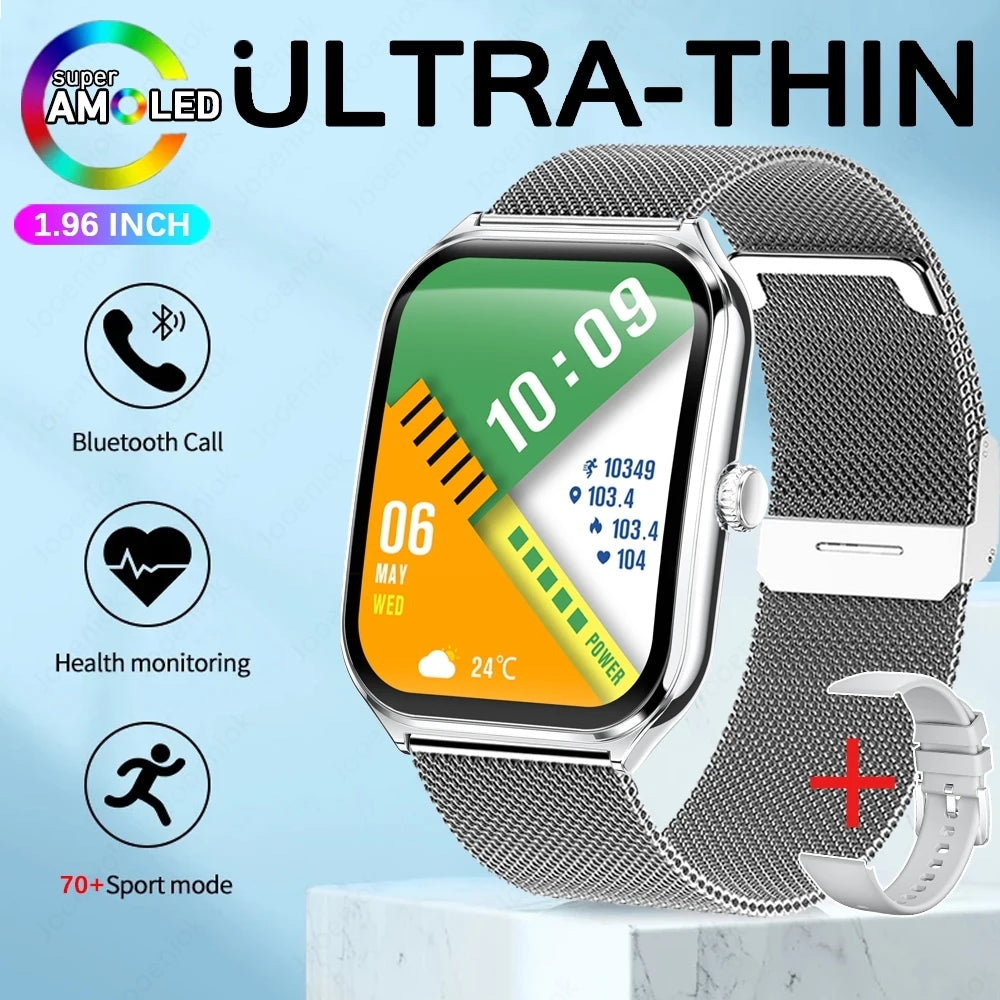 For Xiaomi New Ultra Thin Smart Watch Men AMOLED Ultra HD Heart Rate Sports Bracelet Always Display Time BT Calling Smartwatch