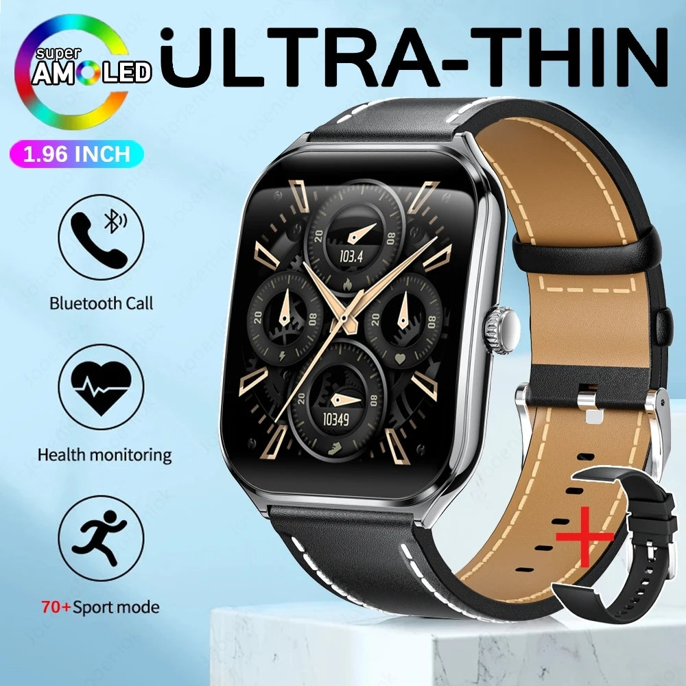 For Xiaomi New Ultra Thin Smart Watch Men AMOLED Ultra HD Heart Rate Sports Bracelet Always Display Time BT Calling Smartwatch