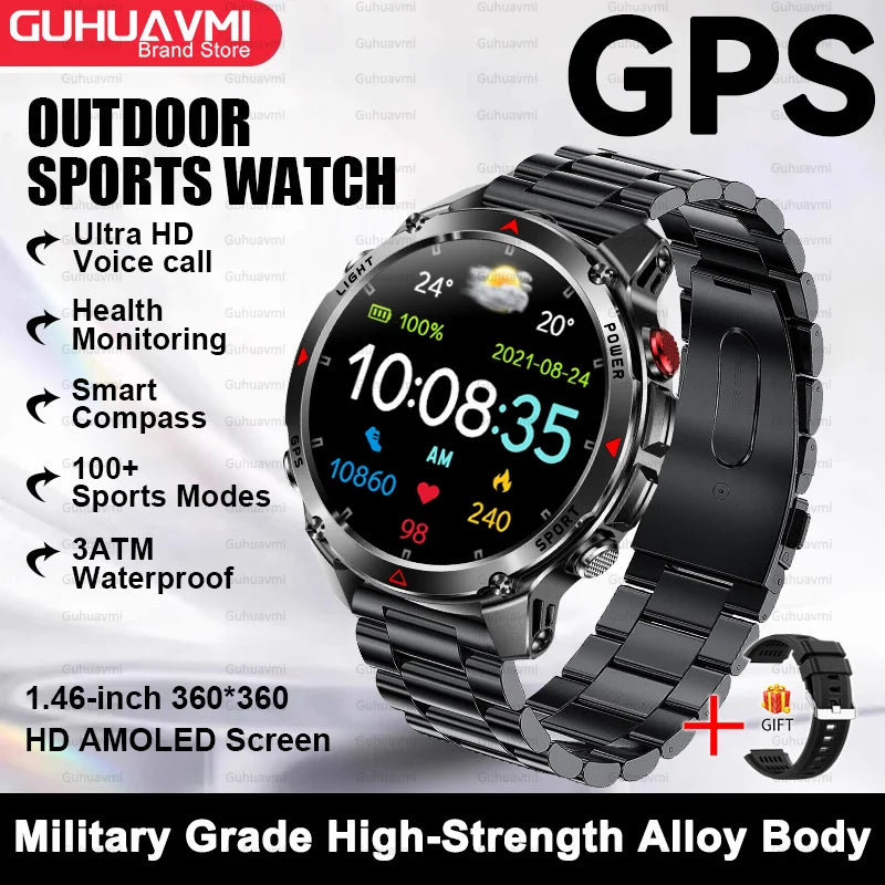 For HUAWEI Built-in GPS&Compass Military smart watches for men 1.46" HD AMOLED Swim Sport Fitness Waterproof BT Call Smartwatch