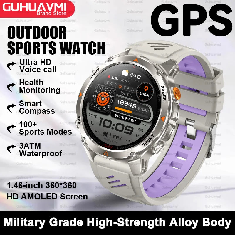 For HUAWEI Built-in GPS&Compass Military smart watches for men 1.46" HD AMOLED Swim Sport Fitness Waterproof BT Call Smartwatch