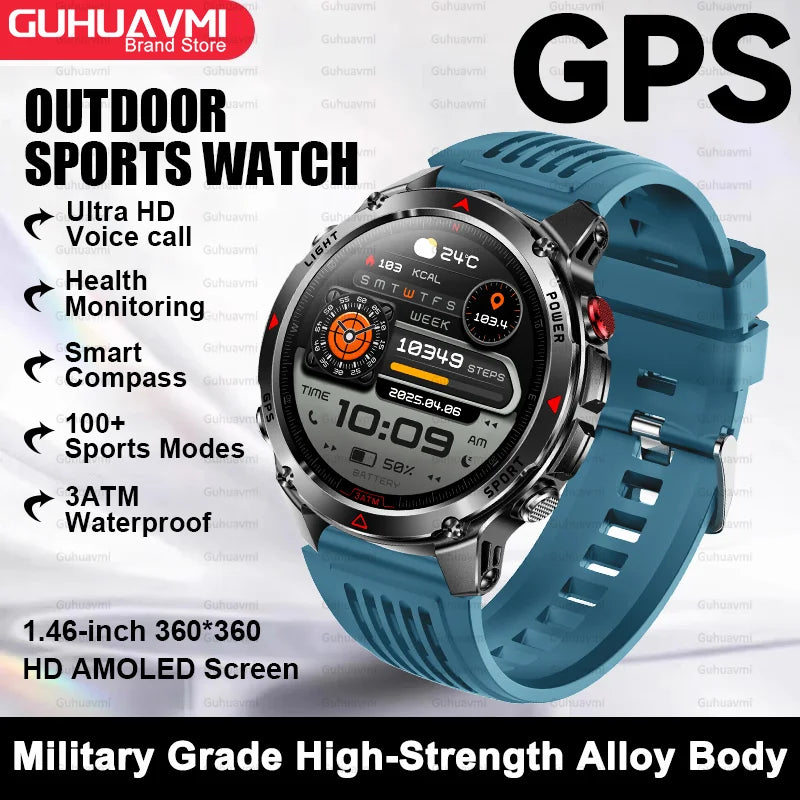 For HUAWEI Built-in GPS&Compass Military smart watches for men 1.46" HD AMOLED Swim Sport Fitness Waterproof BT Call Smartwatch