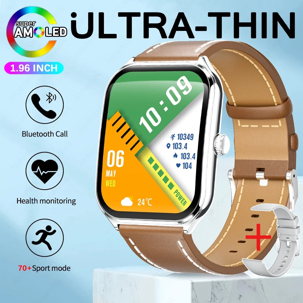 For Xiaomi New Ultra Thin Smart Watch Men AMOLED Ultra HD Heart Rate Sports Bracelet Always Display Time BT Calling Smartwatch
