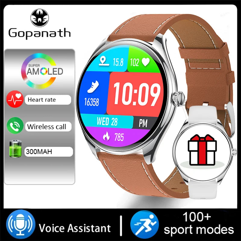 2024 Luxury Women's AMOLED HD Screen Smartwatch Bluetooth Call Connection Phone Men's Watch Health Monitor Sports SmartwatchNew